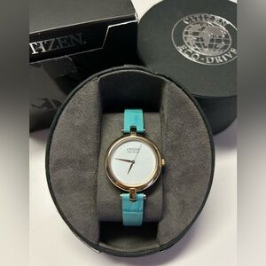 NEW Citizen Eco-Drive Turquoise & Gold Watch
